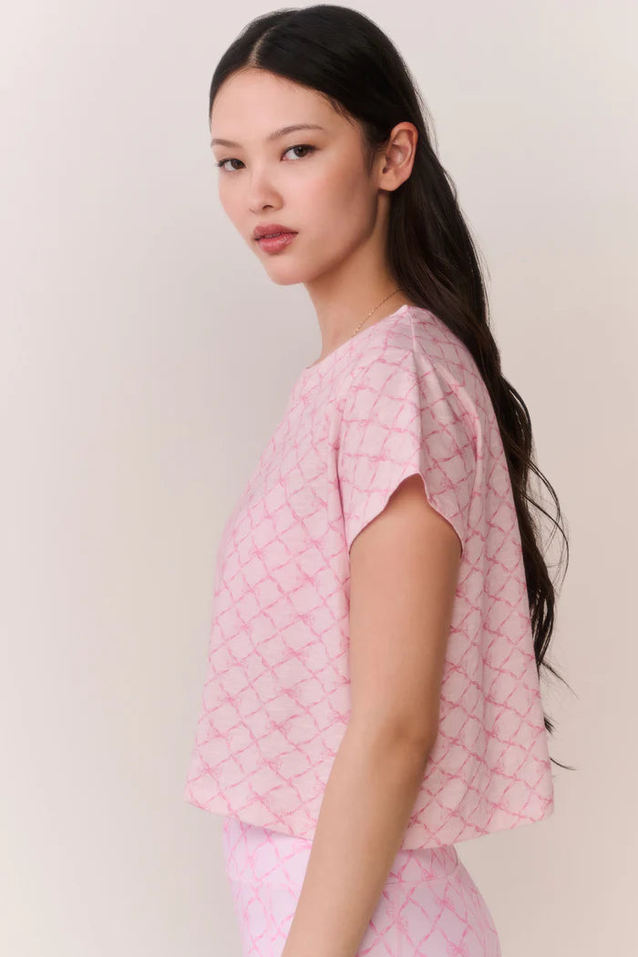 Sweetheart Rubin Cropped Tee Pink Peppermint - LoveShackFancy