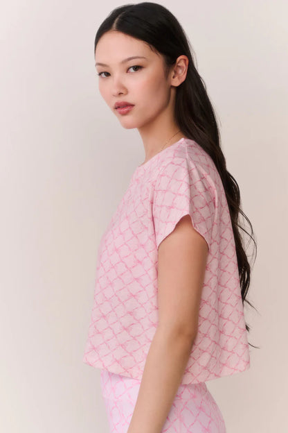 Sweetheart Rubin Cropped Tee Pink Peppermint - LoveShackFancy