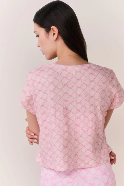 Sweetheart Rubin Cropped Tee Pink Peppermint - LoveShackFancy