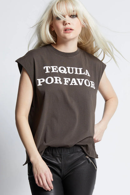 Tequila Por Favor Cut Sleeve Tee Pepper - Recycled Karma