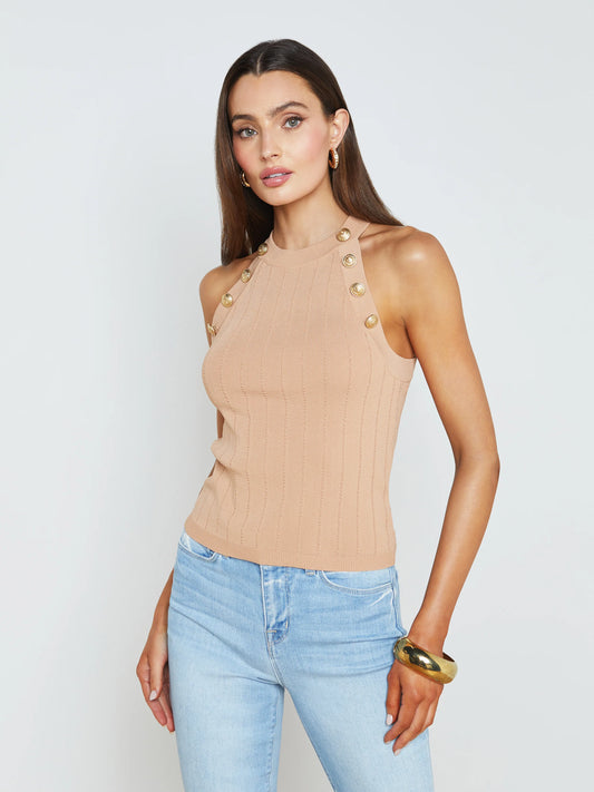 Rosemary High Neck Tank Toffee - L'Agence