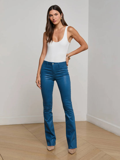 Ruth Coated Straight-Leg Jean Stone Blue Coated - L'AGENCE