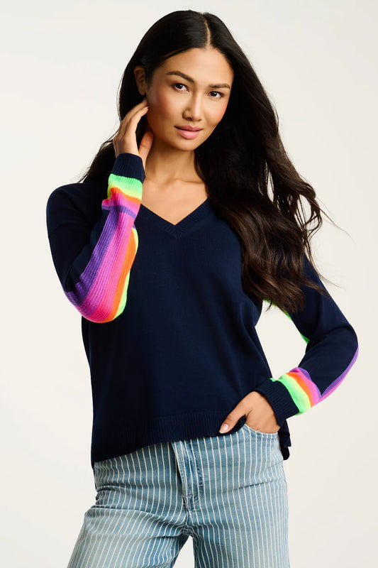 Brite Side Cotton Sweater Navy - Lisa Todd