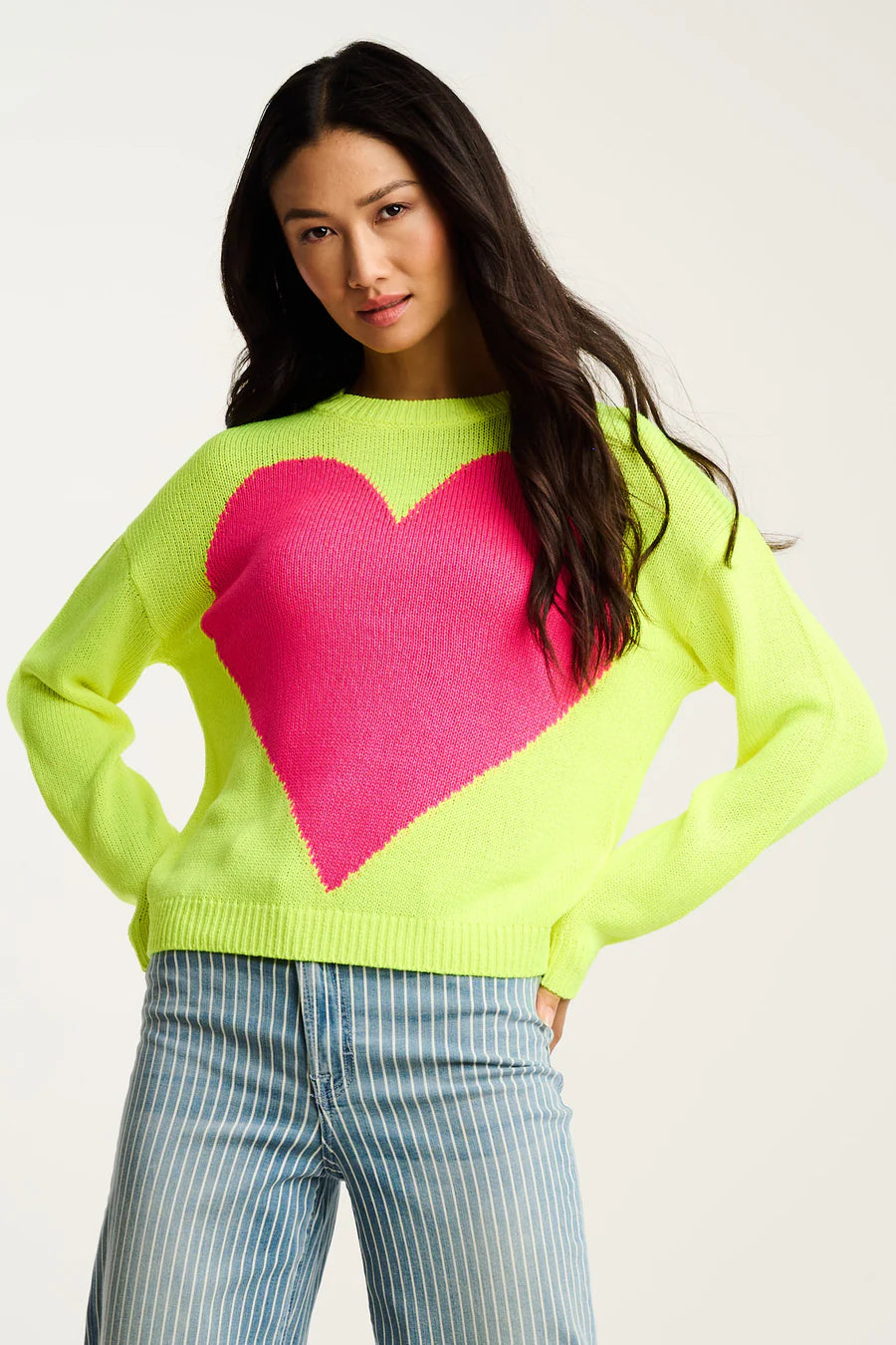 Amore Mio Heart Sweater Neon Yellow - Lisa Todd