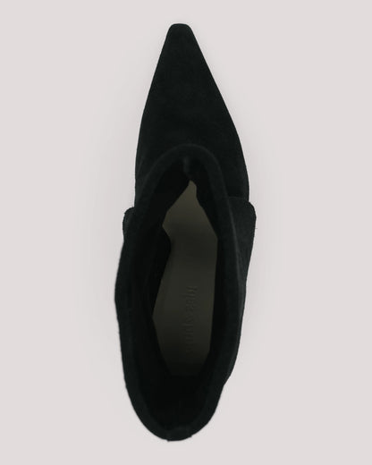 Anita Fold Over Suede Ankle Bootie Black - Cinq à Sept