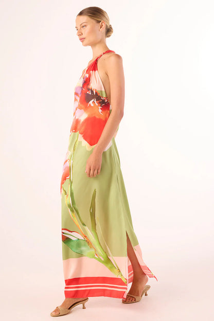 Dounia Dress Scarf Flora Satin - MISA