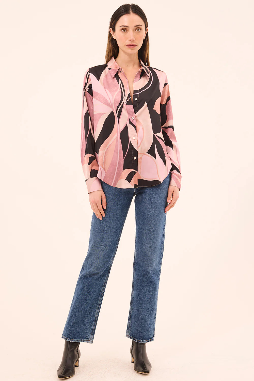 Celine Top Moody Abstract Flora Satin - MISA