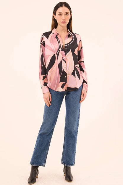 Celine Top Moody Abstract Flora Satin - MISA