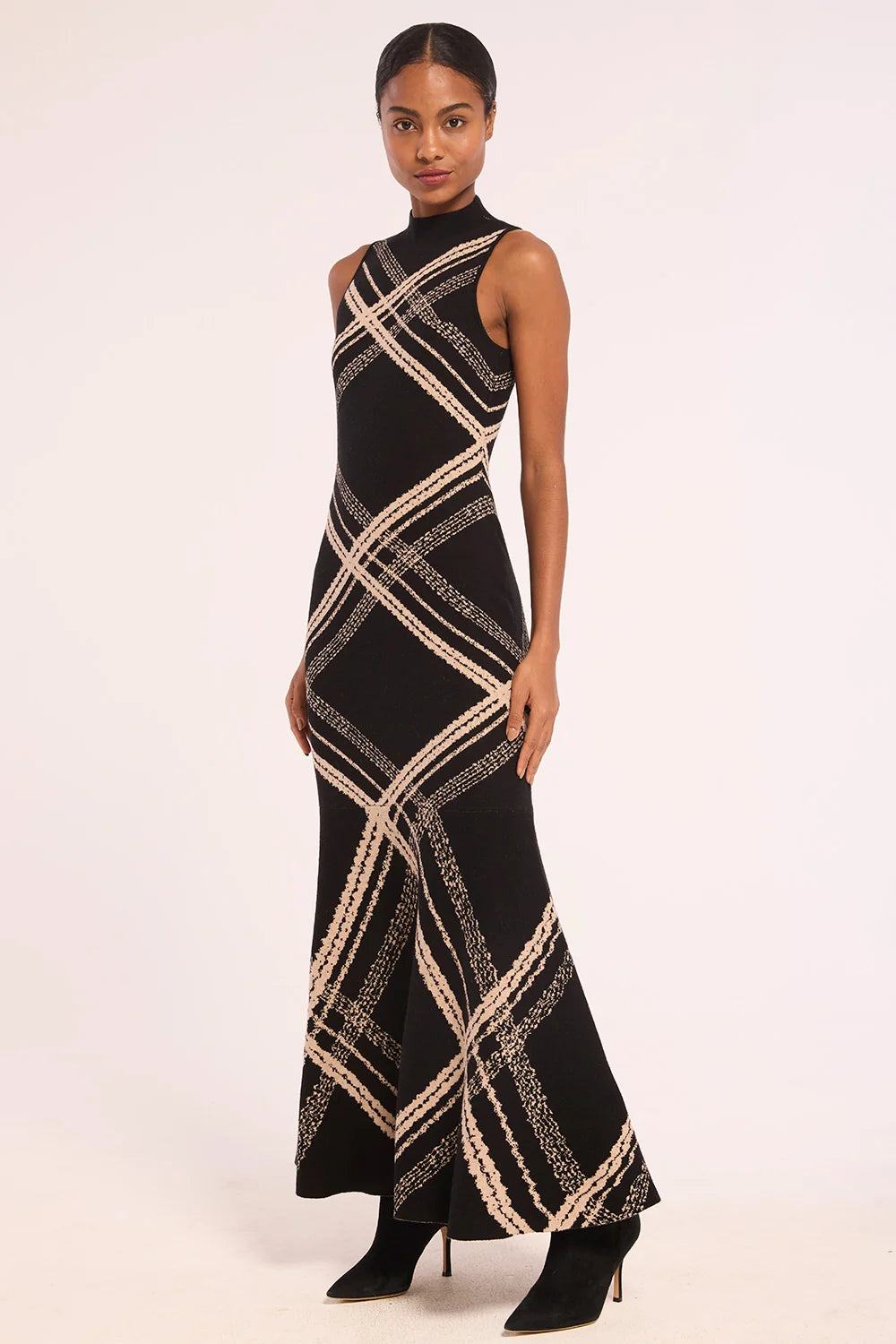 Anara Dress Plaid Jacquard Knit - MISA
