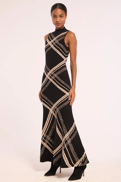Anara Dress Plaid Jacquard Knit - MISA