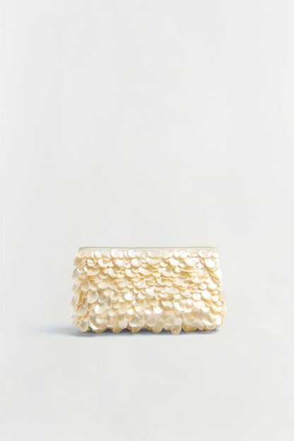 Reese Natural Shell Beaded Clutch Ivory - Simkhai