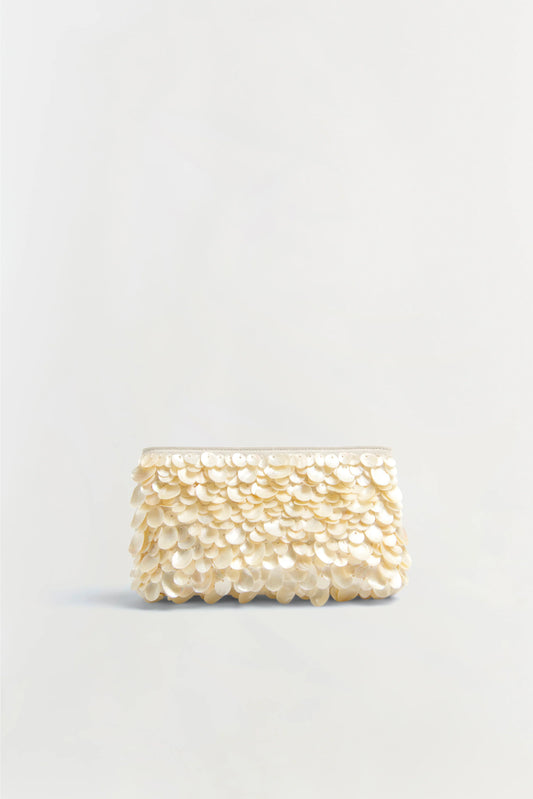 Reese Natural Shell Beaded Clutch Ivory - Simkhai
