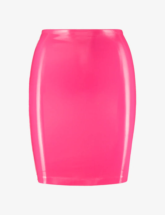 Faux Patent Leather Mini Skirt Neon Pink - Commando
