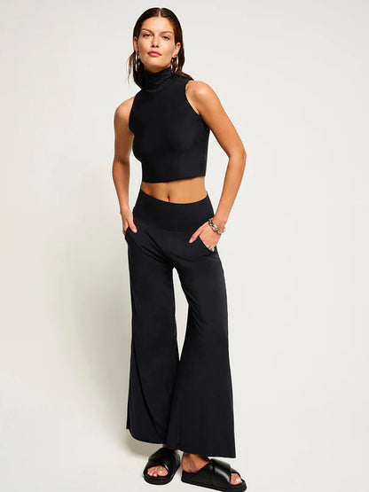 Butter Wide Leg Lounge Pant Black - Commando