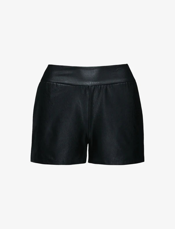 Faux Leather Relaxed Shorts Black - Commando