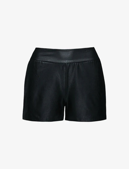 Faux Leather Relaxed Shorts Black - Commando