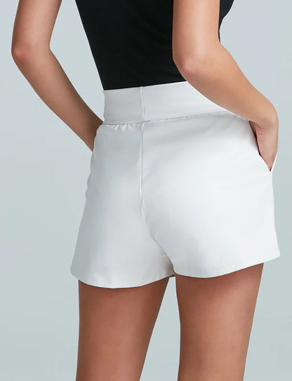 Faux Leather Relaxed Shorts White - Commando