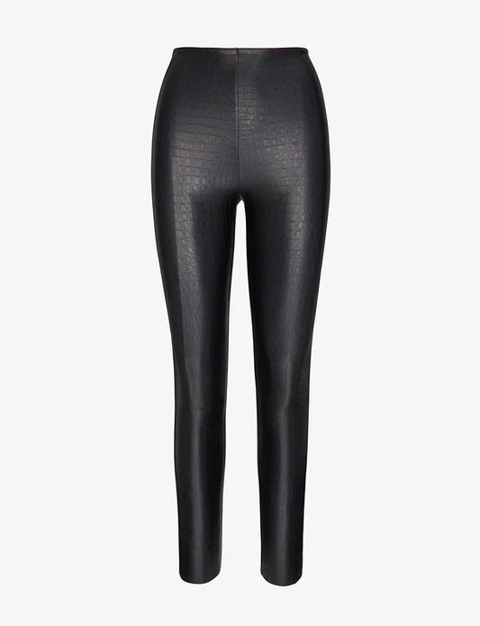 Faux Leather Animal Legging Black Croc - Commando