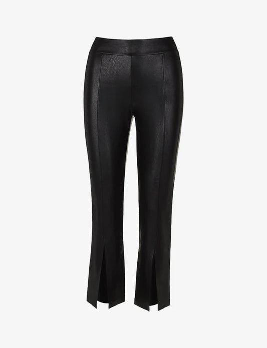 Faux Leather 7/8 Split Front Pant Black - Commando