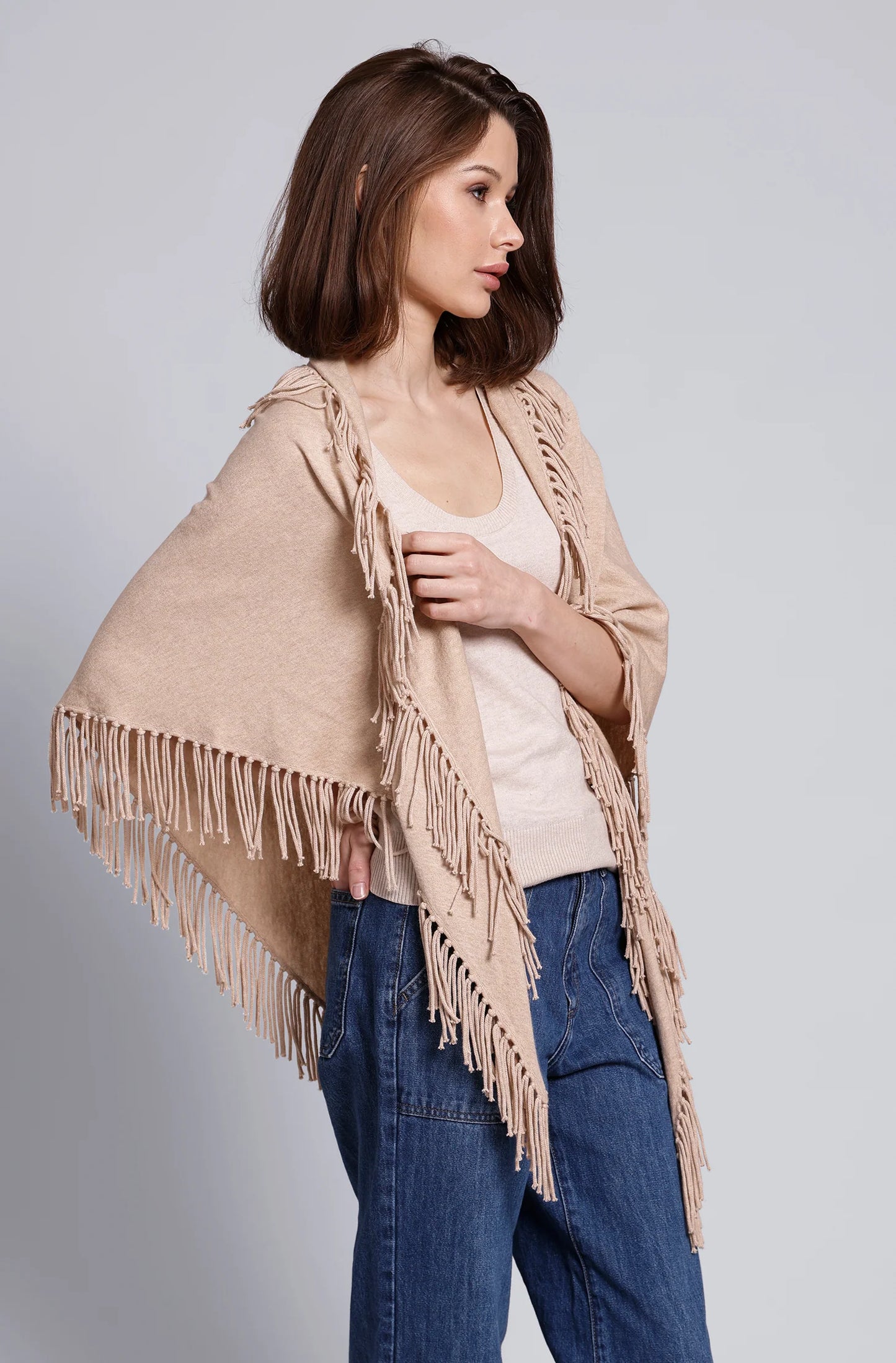 Cashmere Fringe Shawl Brown Sugar - Minnie Rose