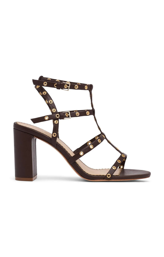 Maisie Strappy Grommet Block Heel Chocolate - Cinq à Sept