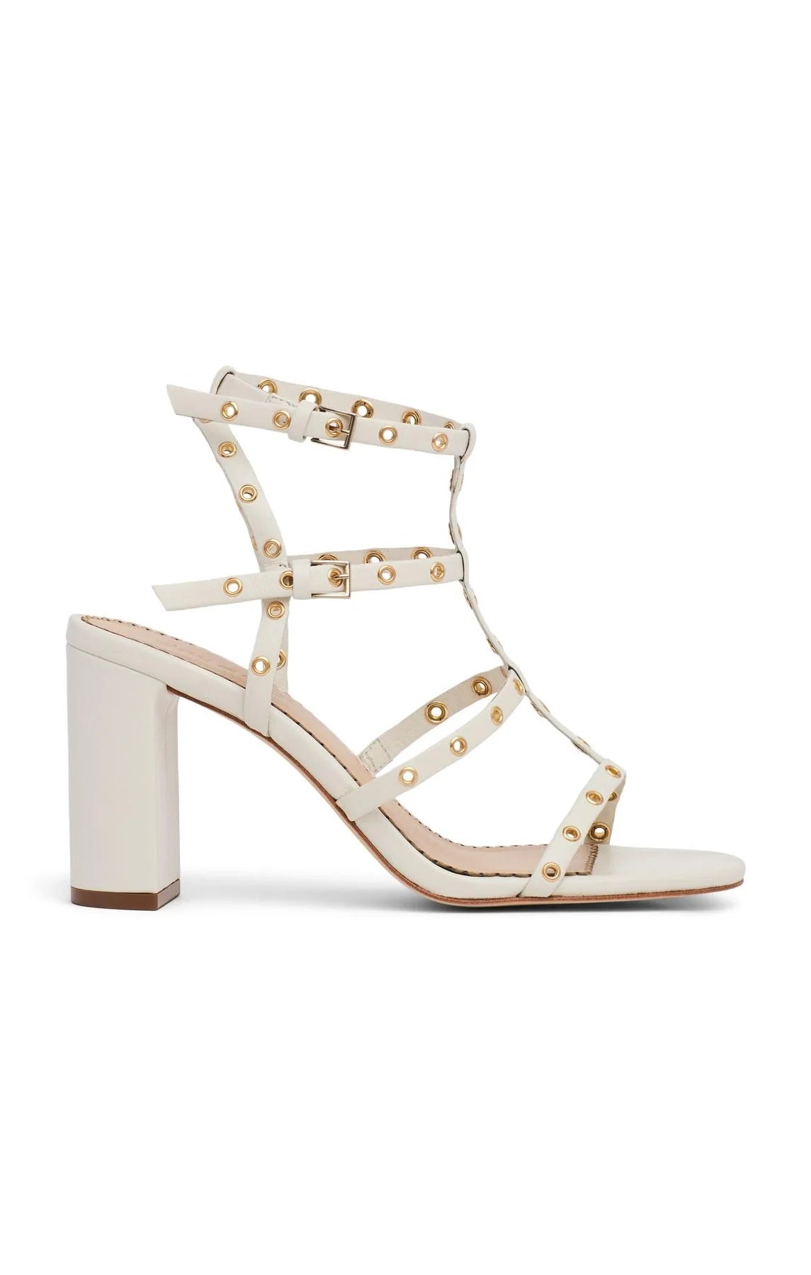Maisie Strappy Grommet Block Heel Ivory - Cinq à Sept