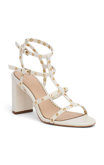 Maisie Strappy Grommet Block Heel Ivory - Cinq à Sept