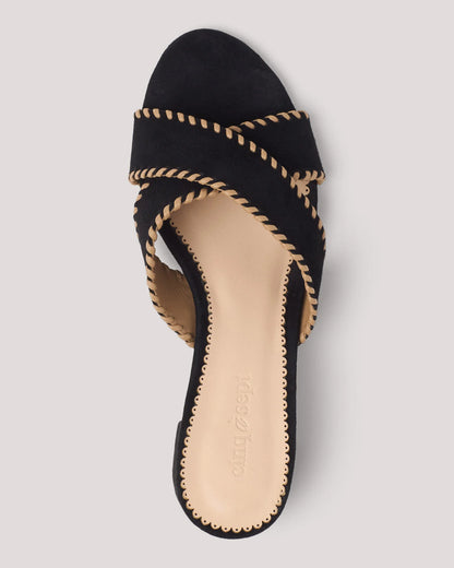 Amanda Criss Cross Suede Sandal Black/Brown Sugar - Cinq à Sept