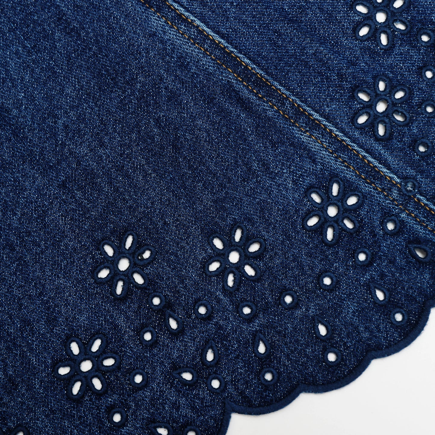 Denim Broderie Mini Dress Blue - Self-Portrait