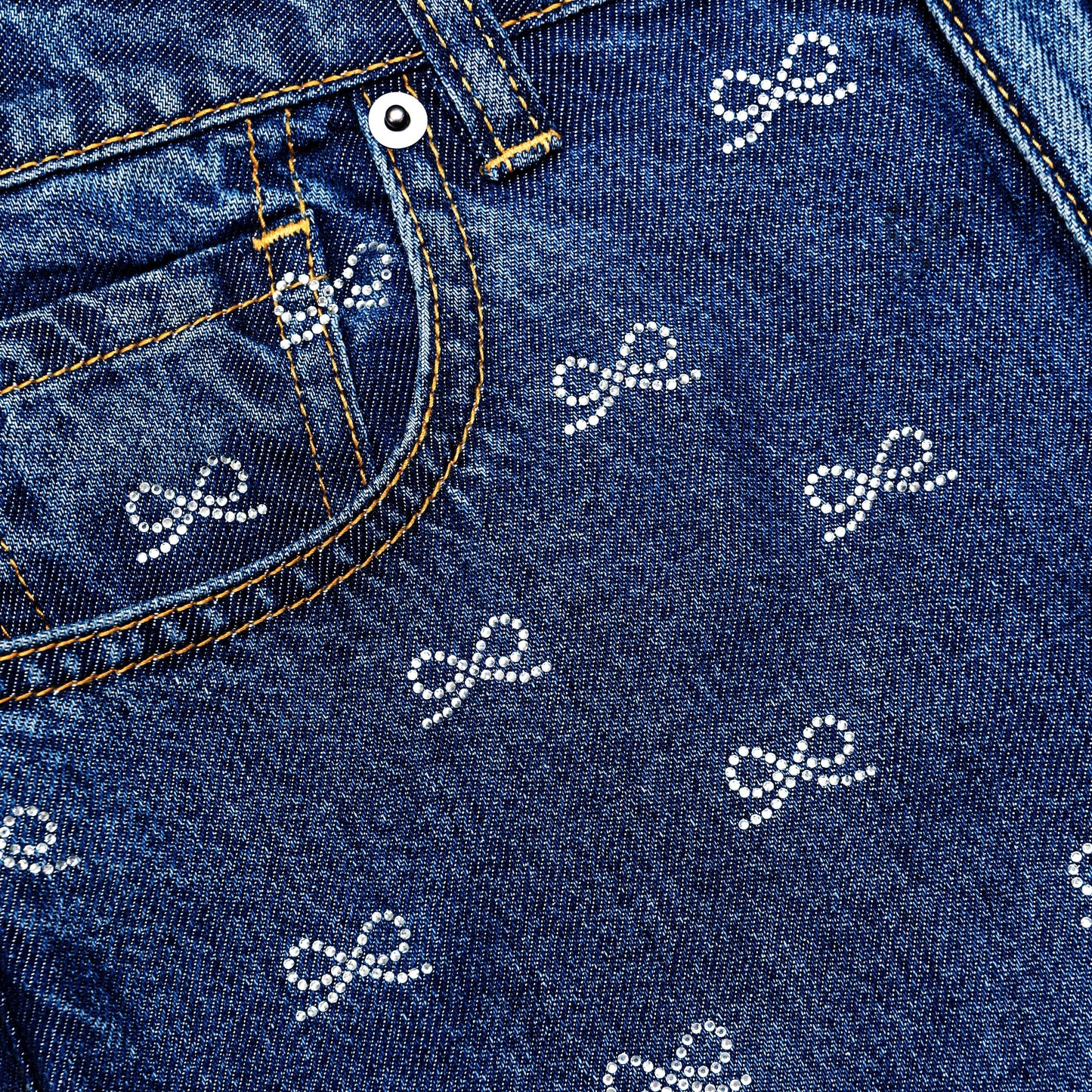 Lightweight Bow Embellished Jeans Blue - Self-Portrait
