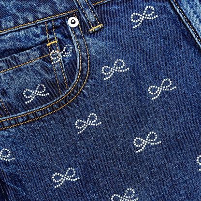 Lightweight Bow Embellished Jeans Blue - Self-Portrait