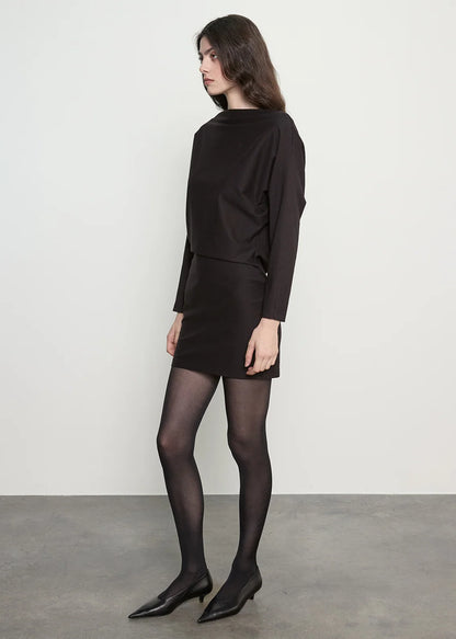 Supima Structured Jersey Dolman Curve Dress Black - Enza Costa