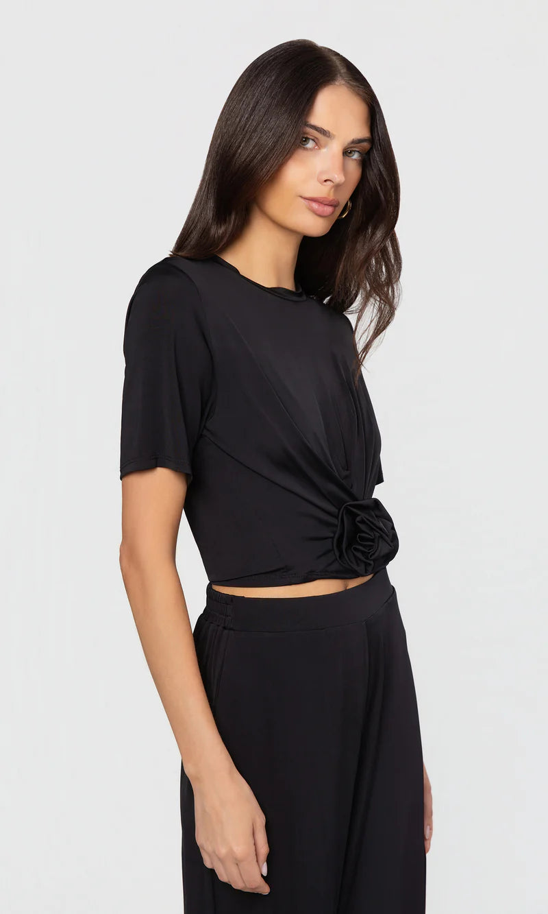Adelaide Rose Sheen Jersey Top Black - Generation Love