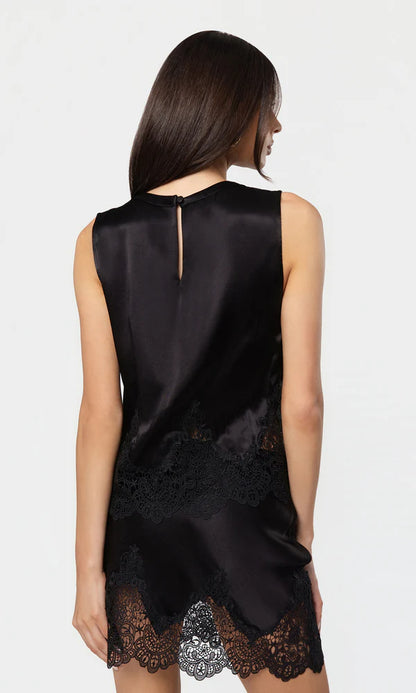 Tegan Lace Combo Liquid Satin Top Black - Generation Love