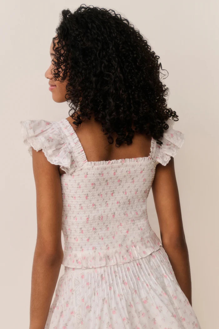 Tween Jeanna Floral Cotton Top Sunwashed Ivory - LoveShackFancy