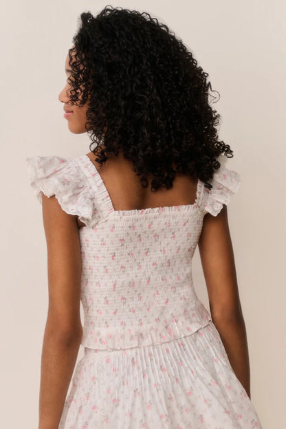 Tween Jeanna Floral Cotton Top Sunwashed Ivory - LoveShackFancy