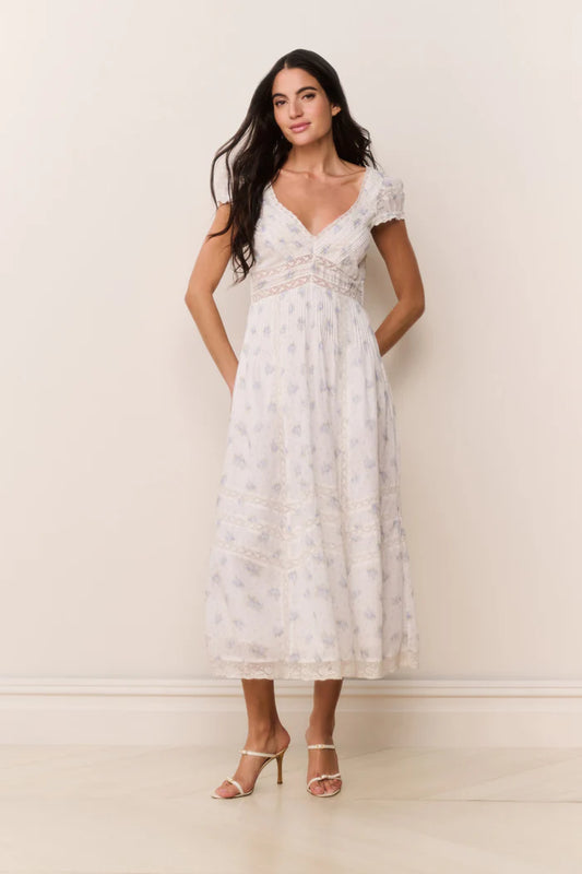 Suvi Floral Cotton Midi Dress Arctic Vanilla - LoveShackFancy