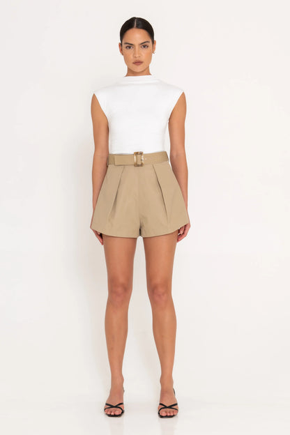 A Line Shorts Camel - SANS FAFF