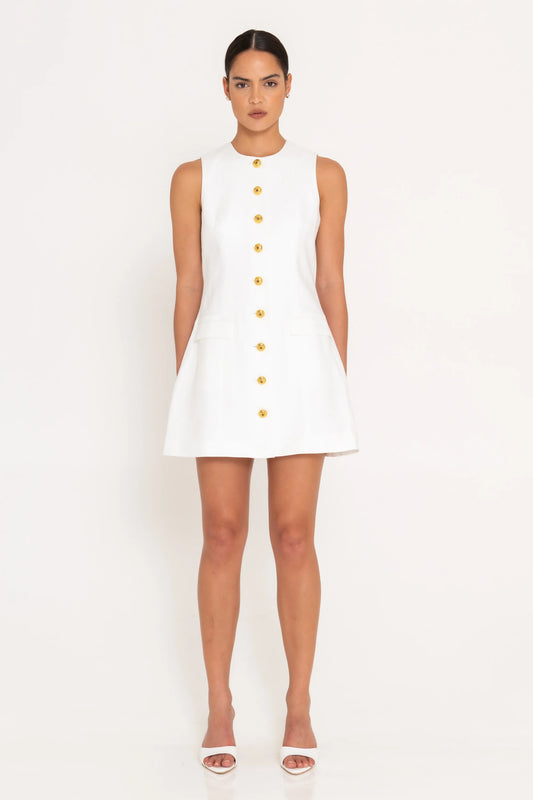Eclat Linen Dress White - SANS FAFF
