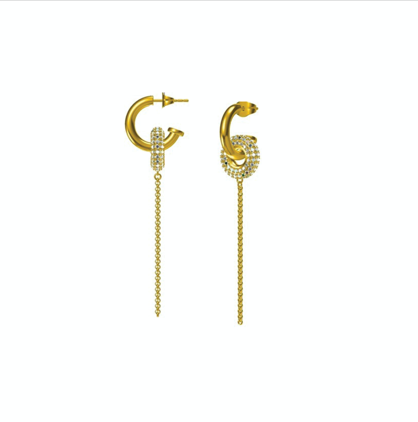 Pave Orbit Earrings Gold - Adriana Pappas Designs