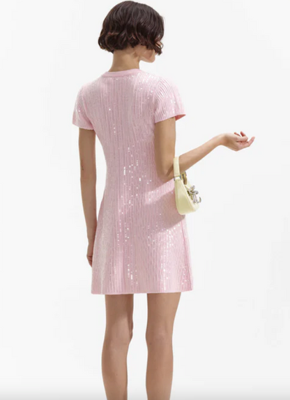 Sequin Knit Mini Dress Pink - Self Portrait
