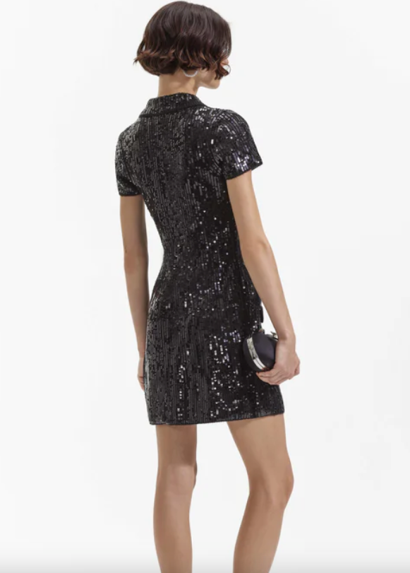 Knit Sequin Mini Dress Black - Self Portrait Knit Sequin Mini Dress Black - Self Portrait