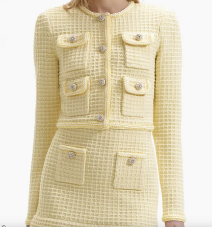 Textureed Knit Jacket Yellow - Self Portrait