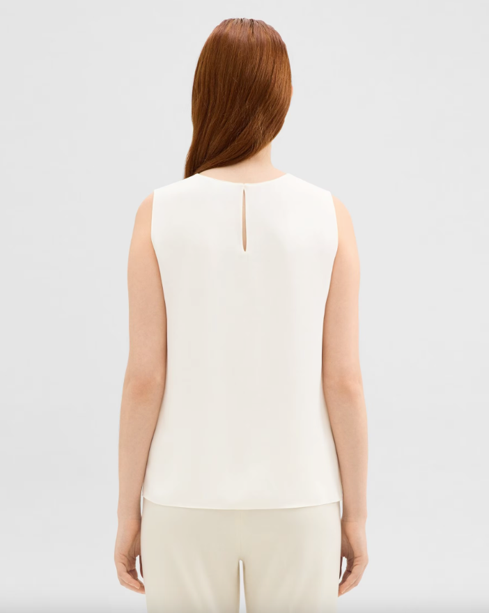 Shell Top in Silk Georgette Ivory - Theory Women's