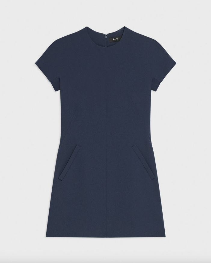 Admiral Crepe Dolman Sleeve Mini Dress Nocturnal Navy - Theory Women's