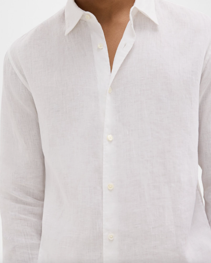Irving Shirt In Relaxed Linen White - Theory Men's