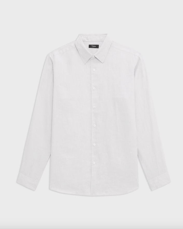 Irving Shirt In Relaxed Linen White - Theory Men's