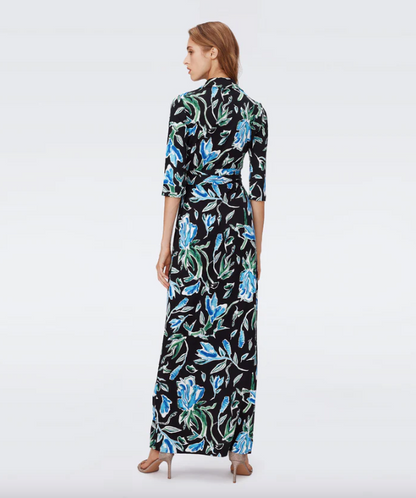 Abigail Silk Jersey Maxi Wrap Dress Huge Tulip Fields Blue - Diane Von Furstenberg