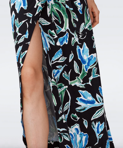 Abigail Silk Jersey Maxi Wrap Dress Huge Tulip Fields Blue - Diane Von Furstenberg