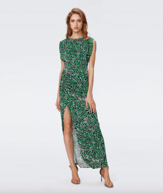 Gertrude Dress Huge Water Tiger Green - Diane Von Furstenberg